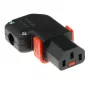 ACT C13 IEC Lock+ pārslēdzams kreisais vai labais leņķa savienotājs melns, PA130100RBK