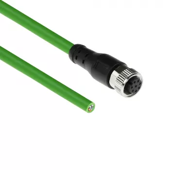 ACT Industrial 5,00 metru sensora kabelis M12A 8-pin sievišķais uz atvērto galu, Ultraflex TPE kabelis, ekranēts