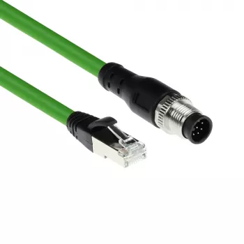 ACT Industrial 1,50 metru sensora kabelis M12A 8 kontaktu vīrišķais uz RJ45 vīrišķais, Ultraflex SF/UTP TPE kabelis, ekranēts