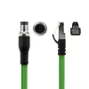 ACT Industrial 3,00 metru sensoru kabelis M12A 8 kontaktu tēviņš uz RJ45 tēviņš, Ultraflex SF/UTP TPE kabelis, ekranēts