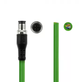 ACT Industrial 1,50 metru sensora kabelis M12D 4-pin vīrišķais uz atvērtu galu, Superflex Xtreme TPE kabelis, ekranēts