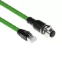 ACT Industrial 1,50 metru sensors kabelis M12D 4-pinu ligzda šasijai uz RJ45 spraudni, Superflex Xtreme TPE kabelis, ekranēts