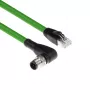 ACT Industrial 5.00 metri sensoru kabelis M12D 4-pin vīrišķais, leņķveida, uz RJ45 vīrišķo, Superflex Xtreme TPE kabelis, ekranēts