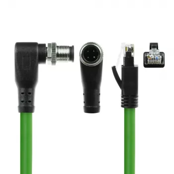 ACT Industrial 5.00 metri sensoru kabelis M12D 4-pin vīrišķais, leņķveida, uz RJ45 vīrišķo, Superflex Xtreme TPE kabelis, ekranēts