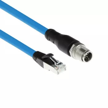 ACT Industrial 5,00 metru sensoru kabelis M12X 8-pin vīrišķais šasijai uz RJ45, Superflex SF/UTP TPE kabelis, ekranēts