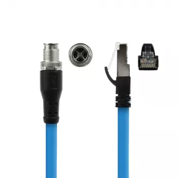 ACT Industrial 10.00 metru sensora kabelis M12X 8-pin vīrišķais korpuss uz RJ45, Superflex SF/UTP TPE kabelis, ekranēts