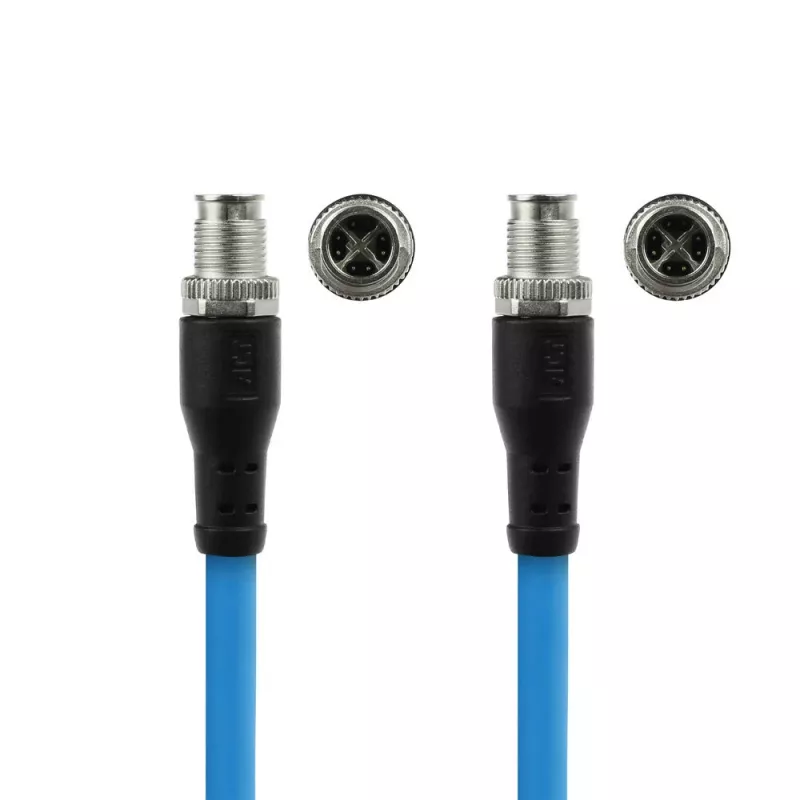 ACT Industrial 3,00 metru sensoru kabelis M12X 8-pin vīrišķais uz M12X 8-pin vīrišķais, Superflex SF/UTP TPE kabelis, ekranēts