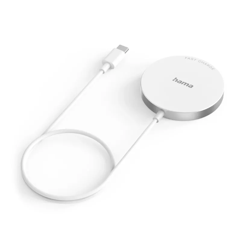 Hama MagCharge FC15 mobilajam tālrunim, viedtālrunim balts USB bezvadu uzlāde ātrā uzlāde iekštelpām