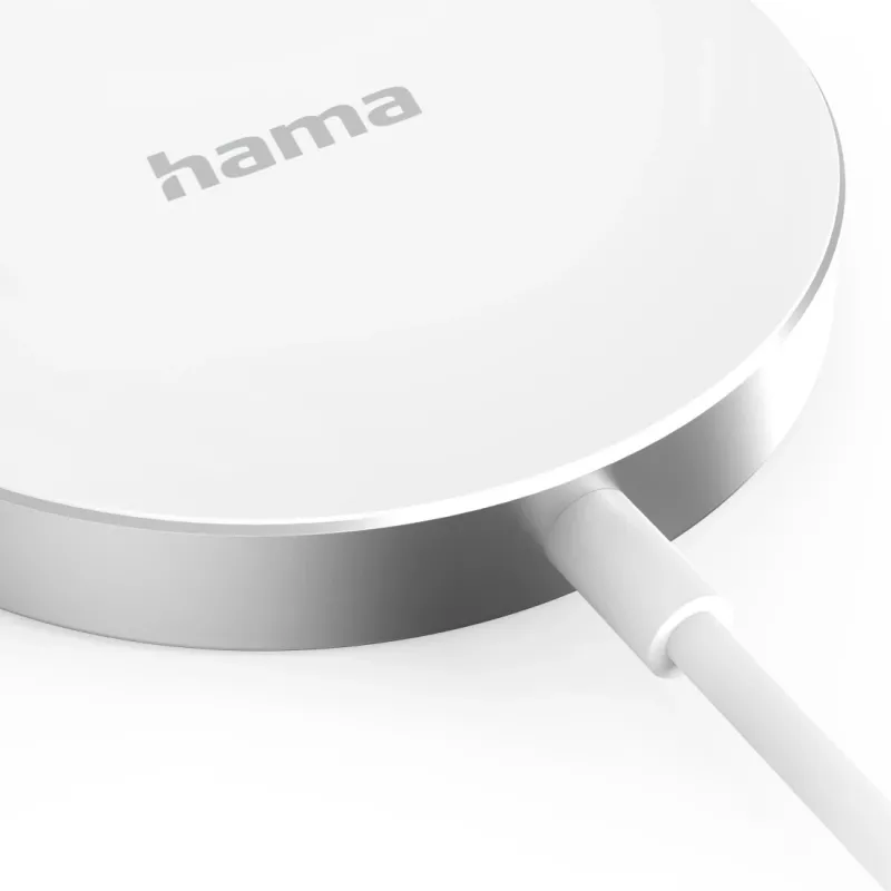 Hama MagCharge FC15 mobilajam tālrunim, viedtālrunim balts USB bezvadu uzlāde ātrā uzlāde iekštelpām