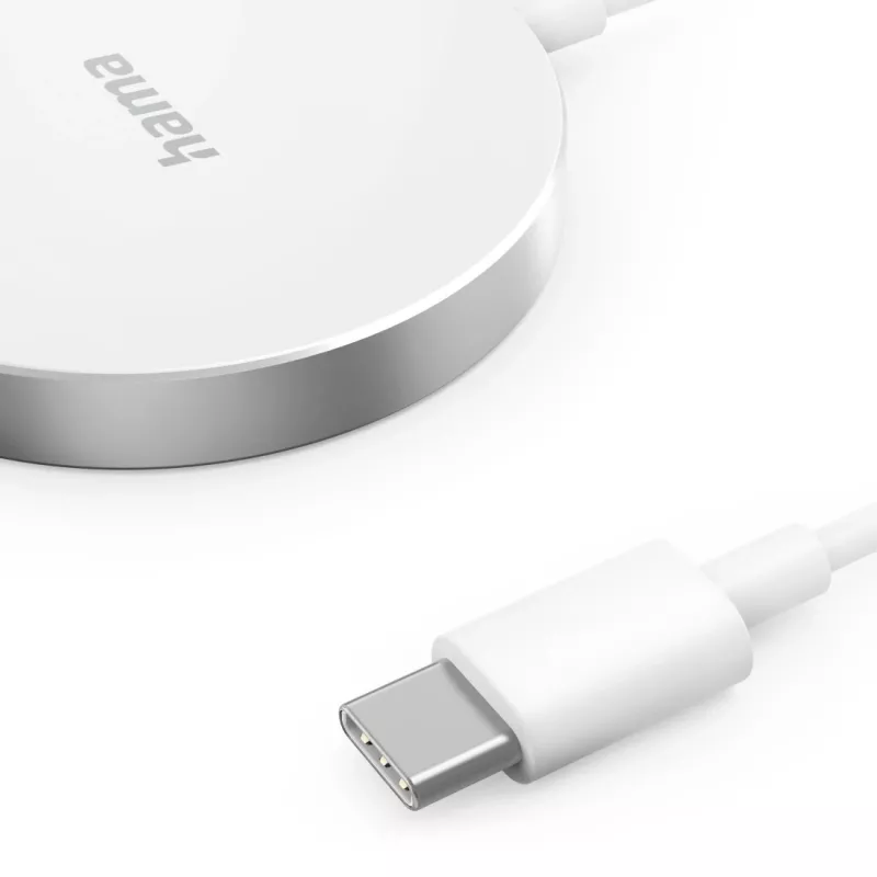 Hama MagCharge FC15 mobilajam tālrunim, viedtālrunim balts USB bezvadu uzlāde ātrā uzlāde iekštelpām
