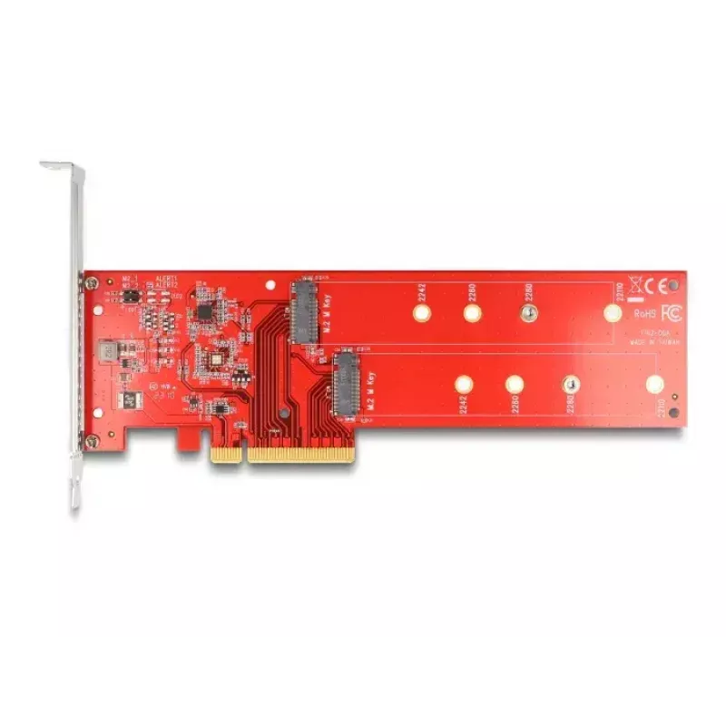 DeLOCK PCI Express x8 karte uz 2 iekšējām NVMe M.2 Key M 110 mm bifurkācija zema profila
