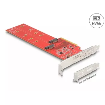 DeLOCK PCI Express x8 karte uz 2 iekšējām NVMe M.2 Key M 110 mm bifurkācija zema profila