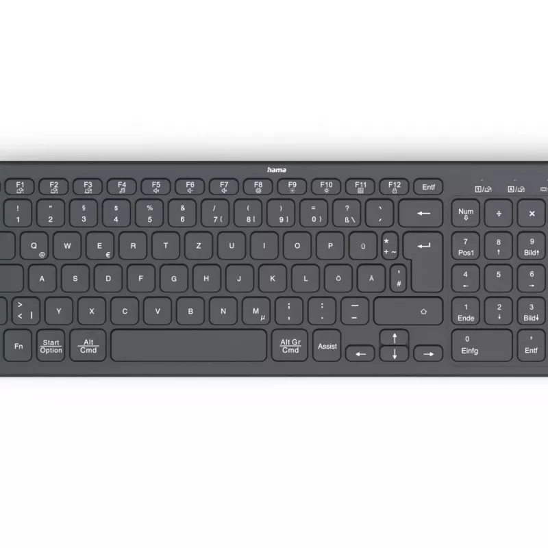 Hama WK-300 tastatūra Mājai/Birojam RF Wireless + Bluetooth QWERTZ vācu Melna