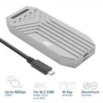ACT USB 40Gbps M.2 2280 NVMe / PCIe SSD korpuss, bez instrumentiem