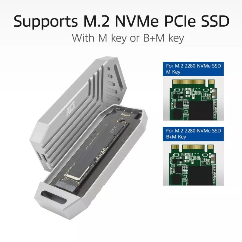 ACT USB 40Gbps M.2 2280 NVMe / PCIe SSD korpuss, bez instrumentiem