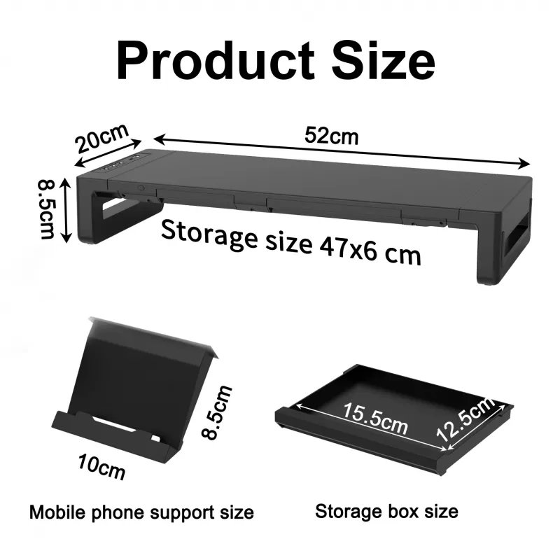 Monitora statīvs EQUIP Ergonomisks monitora statīvs ar USB (USB-A x4, USB-C x1), brīvi stāvošs, 25 kg, melns