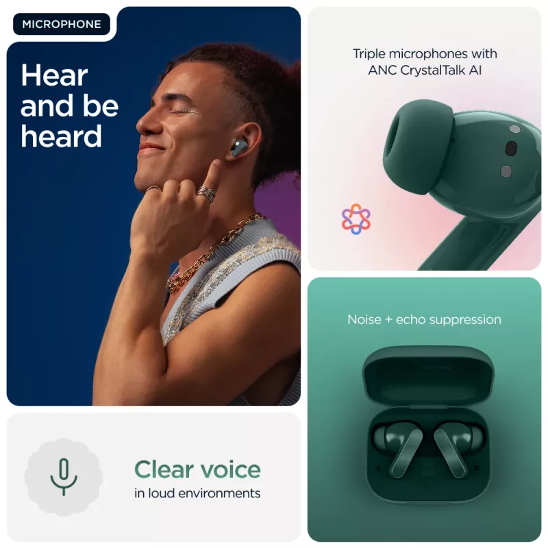 Motorola Moto Buds Bass austiņas True Wireless Stereo (TWS) Ievietojamās Zvani/Mūzika Bluetooth Zaļa