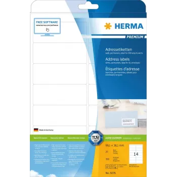 Adrešu uzlīmes Premium HERMA 5076 A4 99.1x38.1 mm