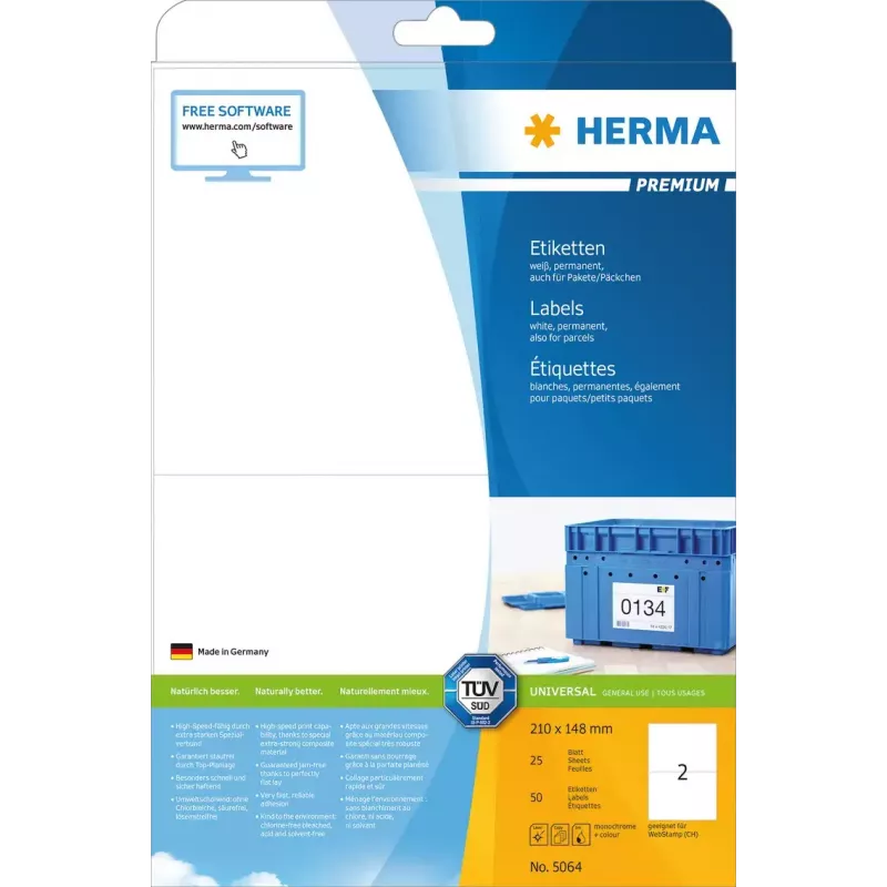 Pašlīmējošā printera etiķete HERMA Labels Premium A4 5064