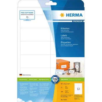 Pašlīmējošā printera uzlīme HERMA Labels Premium A4 97x42.3 mm