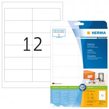 Pašlīmējošā printera uzlīme HERMA Labels Premium A4 97x42.3 mm