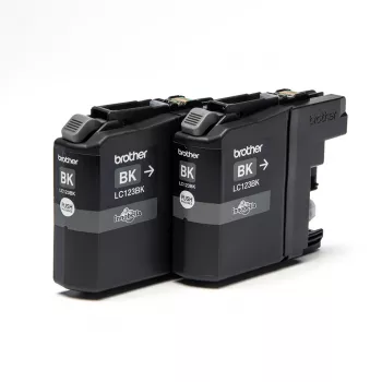 Brother LC123BK 2-pack, melna, pigmenta bāzes tinte, 1 gab., 600 lpp., 600 lpp., Daudzpaka
