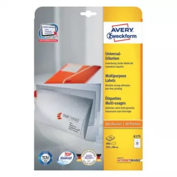 Pašlīmējošas taisnstūra uzlīmes Avery Zweckform 6175 — Pastāvīgas, Baltas, 300 gab.