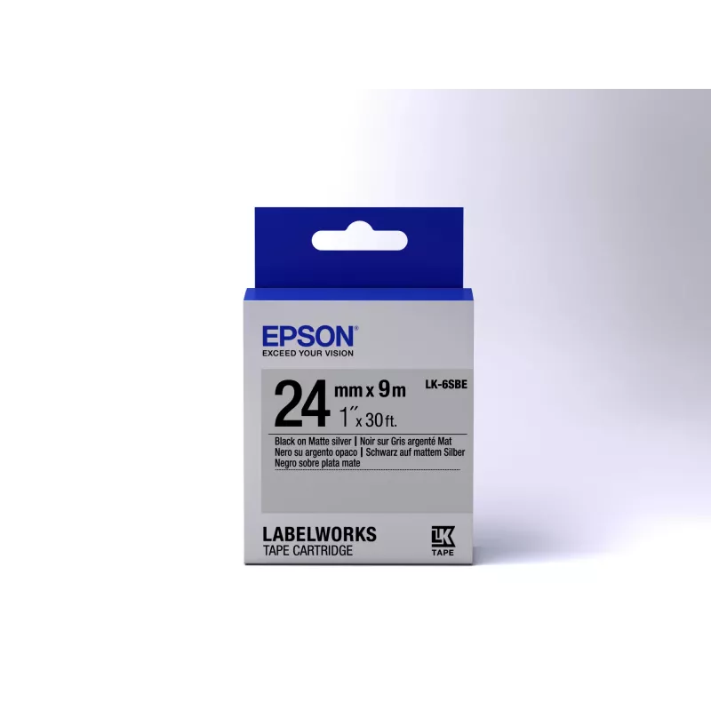 Epson lentes kasetne, matēta, LK-6SBE, melna/matēti sudrabota, 24 mm (9 m)