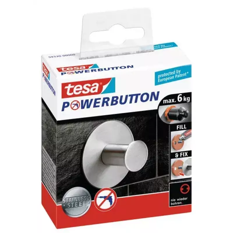 Dvieļu āķis TESA Powerbutton 59330