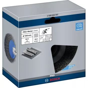 Iepriekšējas pulēšanas suka Bosch Clean for Metal Tapered Brushes Crimped Wire