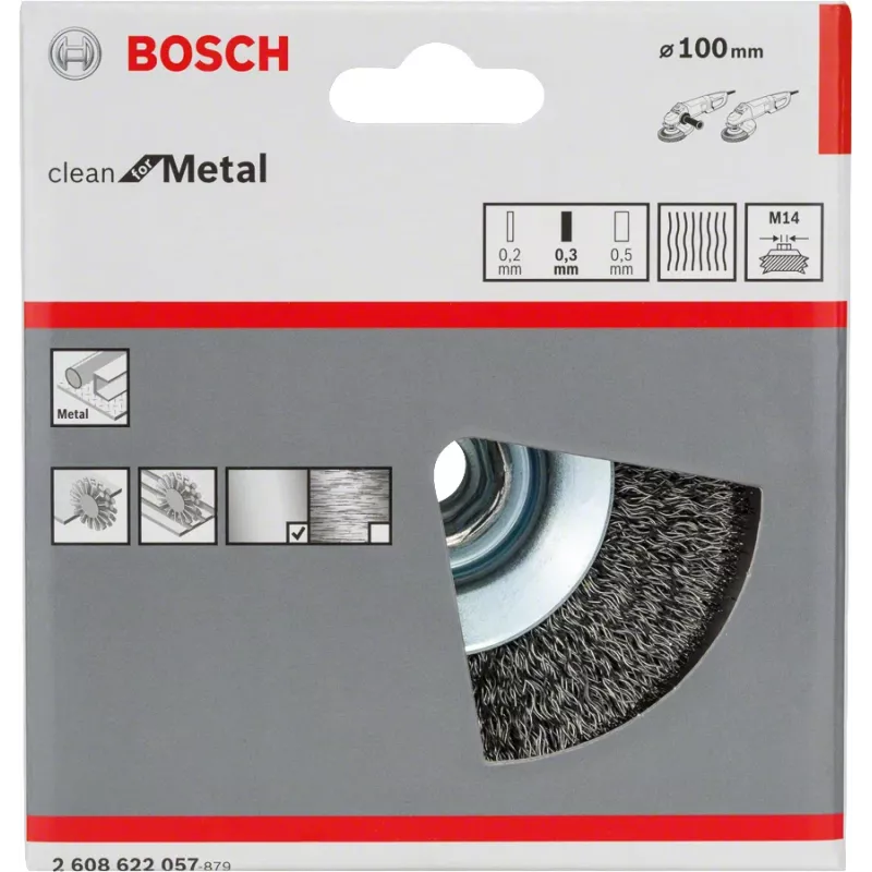 Iepriekšējas pulēšanas suka Bosch Clean for Metal Tapered Brushes Crimped Wire