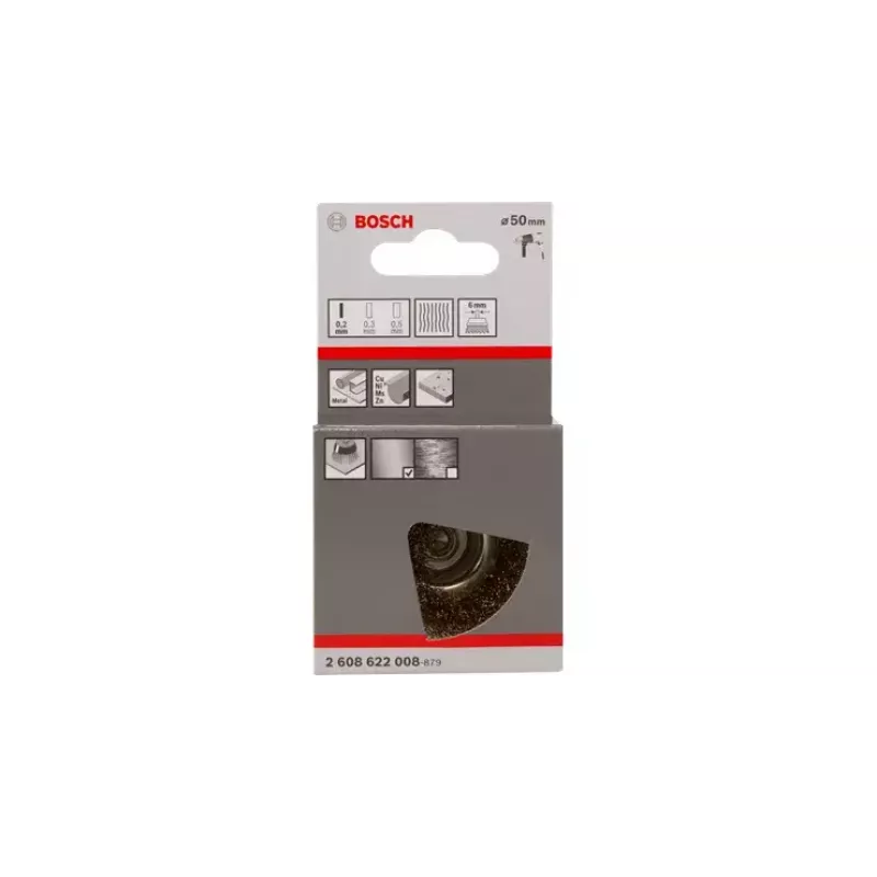Kausa stiepļu suka, rievota, ar misiņa pārklājumu, Bosch 2608622008, diametrs 5 cm