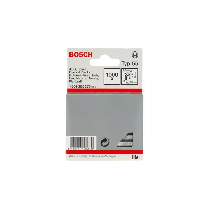 Šauras galvas skavas Bosch Type 55 1609200370 10 mm 1000 gab.