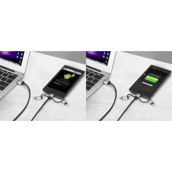 USB kabelis Renkforce RF-4600467 0,5 m USB A USB C/Micro-USB B/Lightning Pelēks