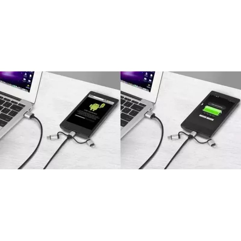 USB kabelis Renkforce RF-4600467 0,5 m USB A USB C/Micro-USB B/Lightning Pelēks