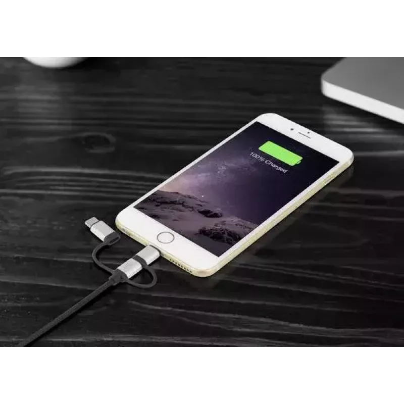 USB kabelis Renkforce RF-4600467 0,5 m USB A USB C/Micro-USB B/Lightning Pelēks