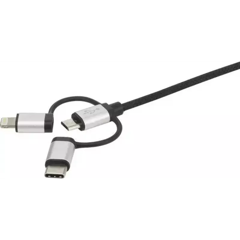 USB kabelis Renkforce RF-4600467 0,5 m USB A USB C/Micro-USB B/Lightning Pelēks