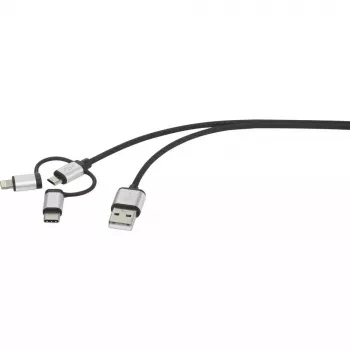 USB kabelis Renkforce RF-4600467 0,5 m USB A USB C/Micro-USB B/Lightning Pelēks