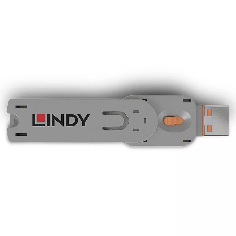 Lindy USB Type A Port Blocker Key, oranža, Port blocker key, USB Type-A, oranža, Acrylonitrile butadiene styrene (ABS), 1 gab., Polybag
