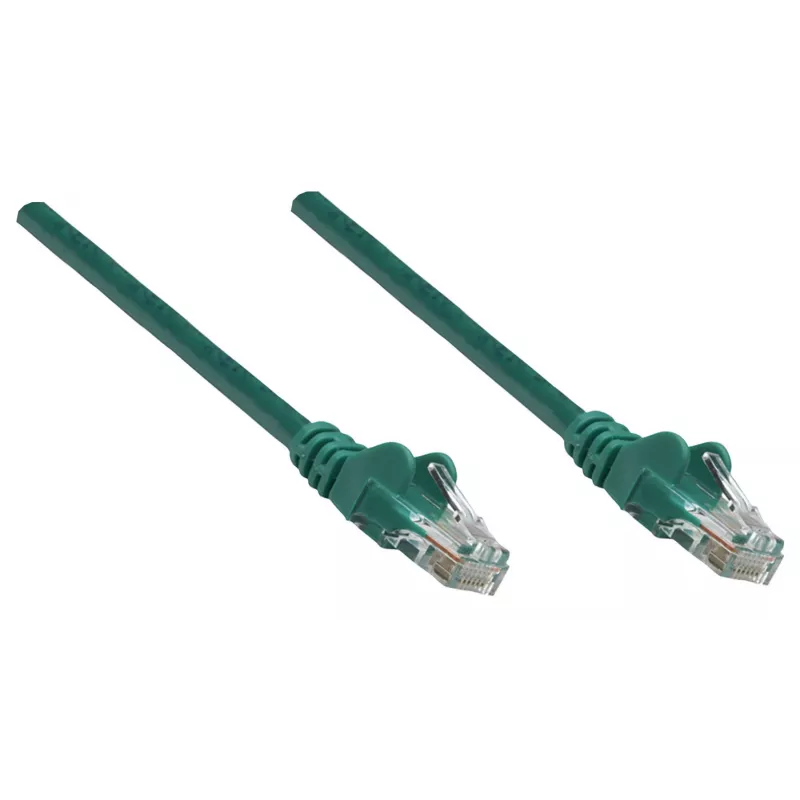Intellinet tīkla komutācijas kabelis, Cat6, 0,25 m, zaļš, CCA, U/UTP, PVC, RJ45, zeltīti kontakti, bez aizķeršanās, ar apvalku, mūža garantija
