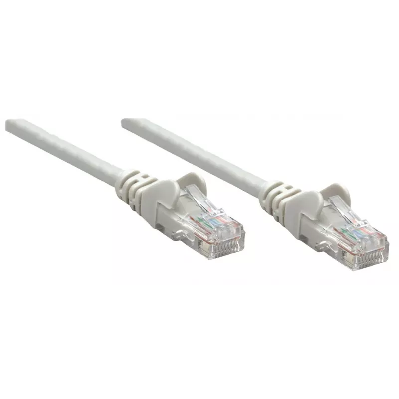 Intellinet tīkla komutācijas kabelis, Cat6, 0,25 m, pelēks, varš, U/UTP, PVC, RJ45, zeltīti kontakti, bez aizķeršanās, ar aizsarguzmavu, mūža garantija