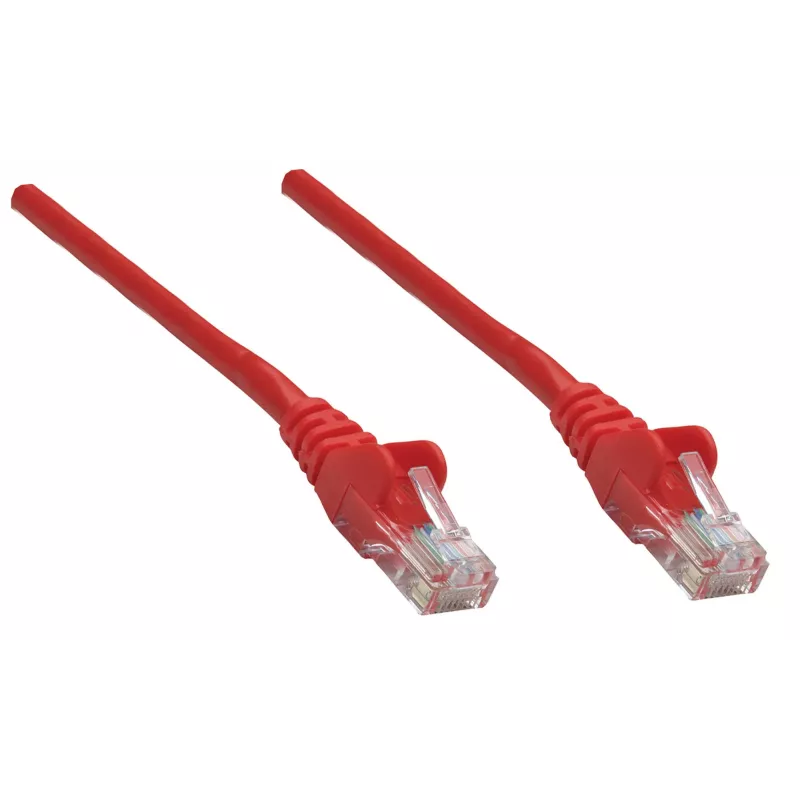 Intellinet tīkla komutācijas kabelis, Cat6, 10 m, sarkans, varš, U/UTP, PVC, RJ45, apzeltīti kontakti, bez aizķeršanās, ar uzmavu, mūža garantija