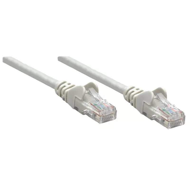 Intellinet Network komutācijas kabelis, Cat6, 0.25m, pelēka, CCA, U/UTP, PVC, RJ45, Gold Plated Contacts, Snagless, Booted, Lifetime Warranty