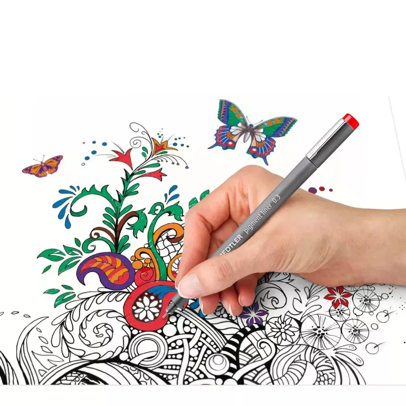 Fineliner Staedtler Pigment Liner 30803-SSB6 zila brūna zaļa oranža sarkana violeta