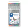 Fineliner Staedtler Pigment Liner 30803-SSB6 zila brūna zaļa oranža sarkana violeta