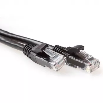 ACT melns 1,5 metru U/UTP CAT6A komutācijas kabelis bez aizķeršanās ar RJ45 savienotājiem