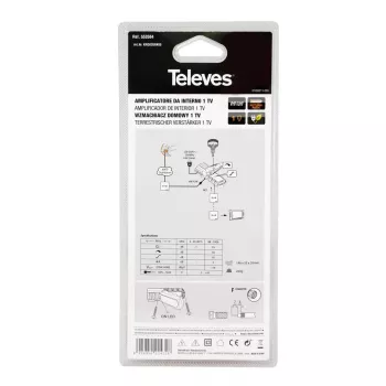 TV signāla pastiprinātājs Televes 553504 88 - 1006 MHz F savienotājs AC 220 - 230 V