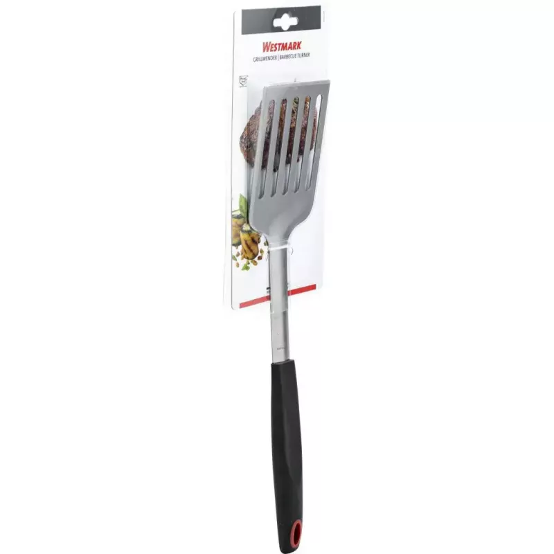 Vārīšanas lāpstiņa Westmark 15092280 — plastmasas/TPE galviņa, nerūsējošā tērauda rokturis, 430×88×25 mm, melna/sarkana