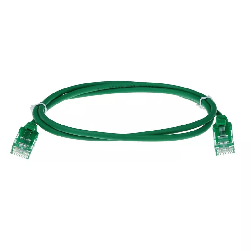 ACT zaļa 7 m LSZH U/UTP CAT6 datacentra plānais komutācijas kabelis ar aizsargātiem RJ45 savienotājiem