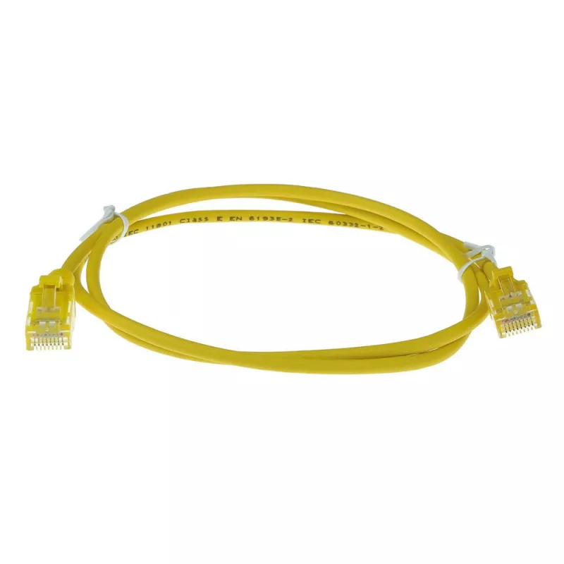 ACT dzeltens 10 metru LSZH U/UTP CAT6 datu centra plāns komutācijas kabelis bez aizķeršanās ar RJ45 savienotājiem